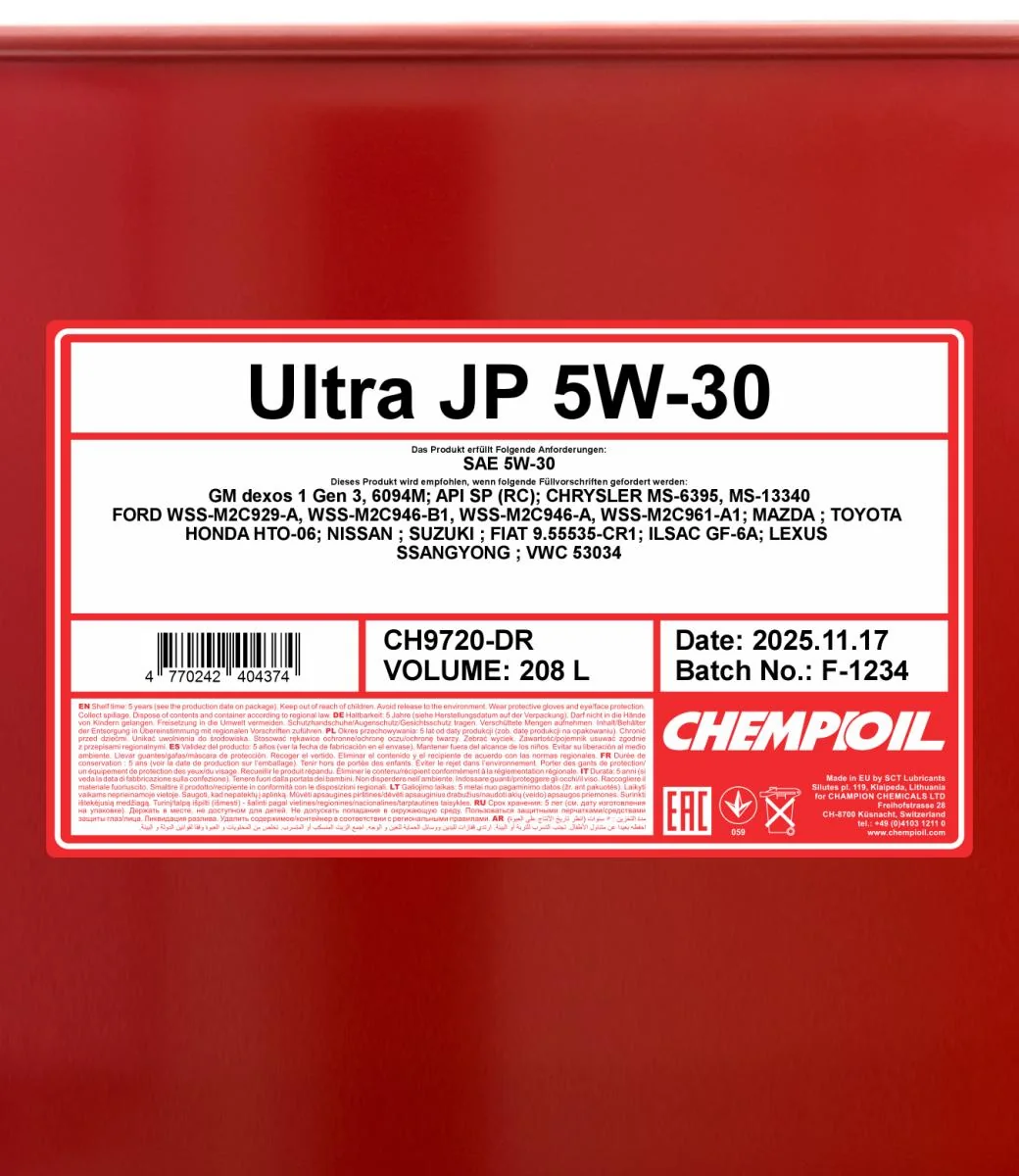 CHEMPIOIL - CH9720DR - Ultra JP 5W-30 208L