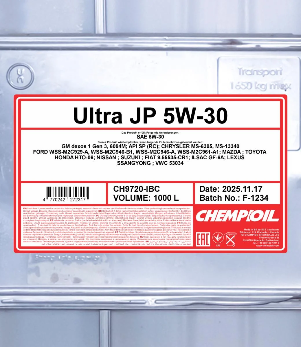 CHEMPIOIL - CH9720IBC - Ultra JP 5W-30 1000L