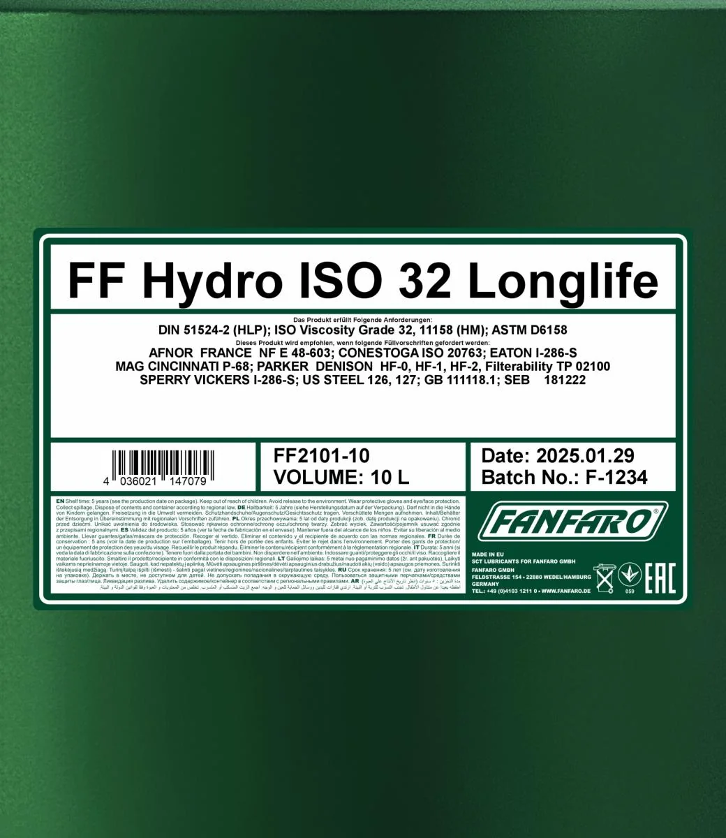FANFARO - FF210110 - Hydro ISO 32 LONGLIFE 10L