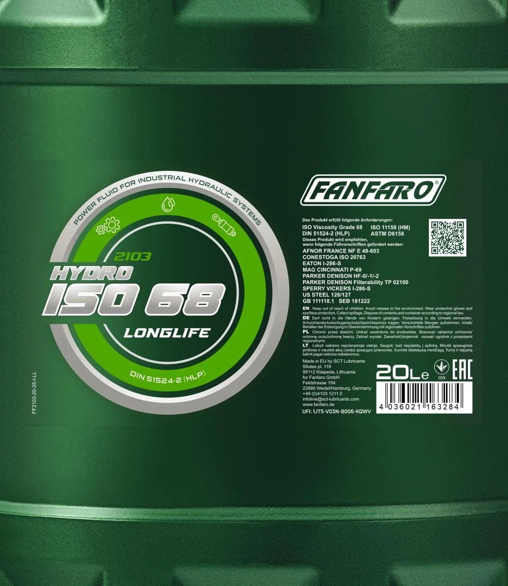 FANFARO - FF210320 - Hydro ISO 68 LONGLIFE 20L