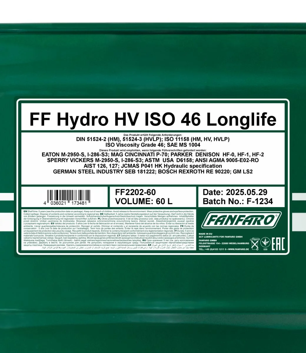 FANFARO - FF220260 - Hydro HV ISO 46 Longlife 60L