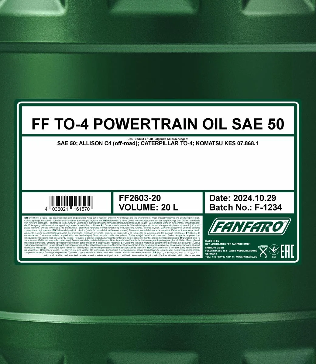 FANFARO - FF260320 - TO-4 Antriebsstrangöl SAE 50 20L