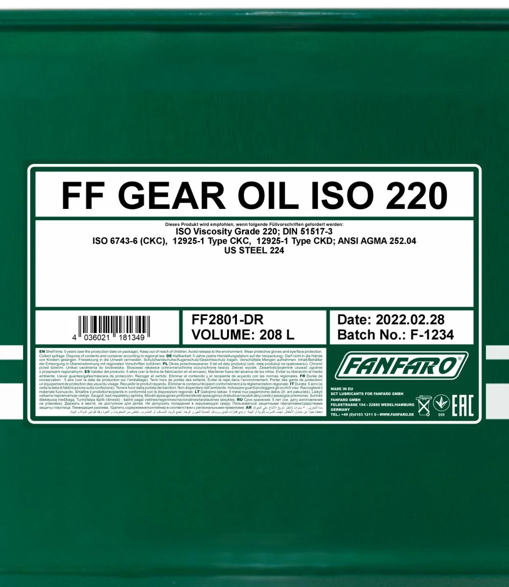 FANFARO - FF2801DR - Getriebeöl ISO 220 208L