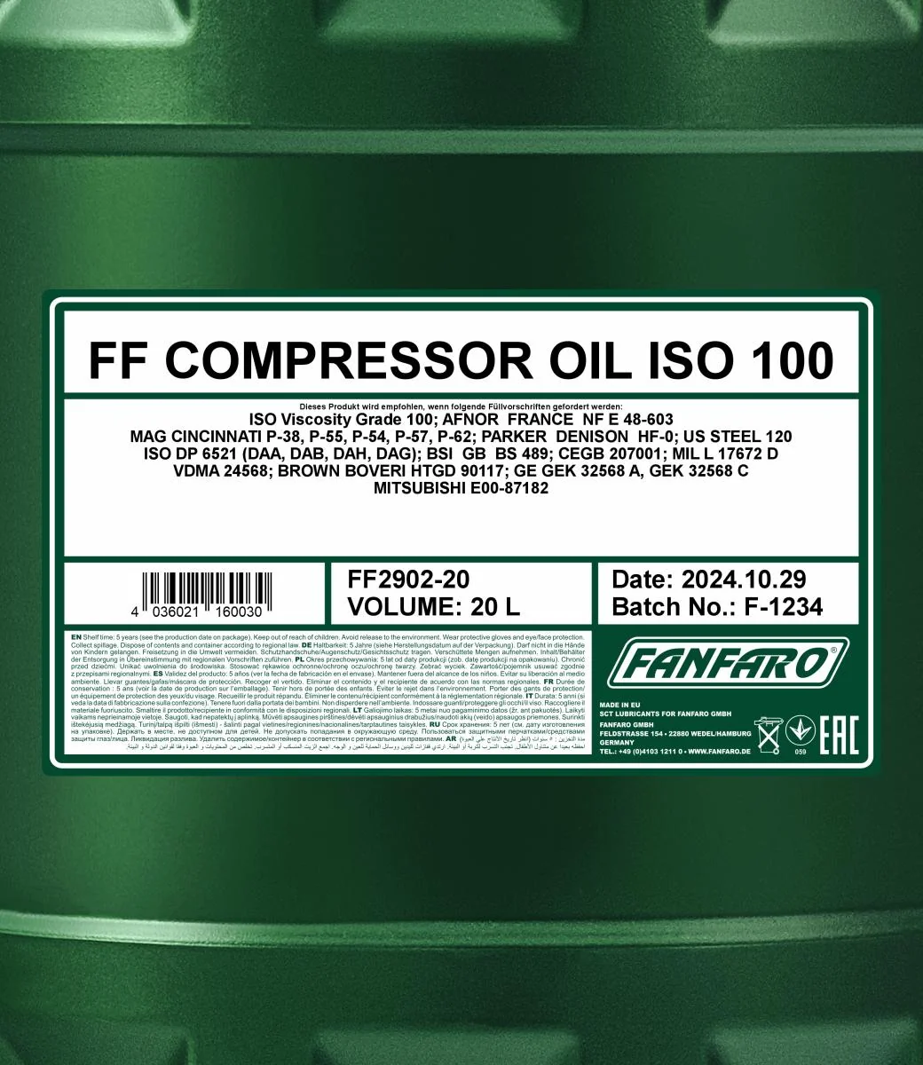 FANFARO - FF290220 - Kompressoroel ISO 100 20L