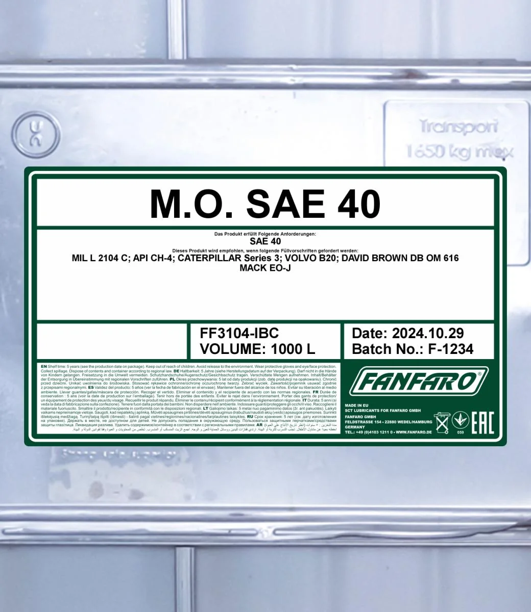 FANFARO - FF3104IBC - Motoroel SAE 40 1000L