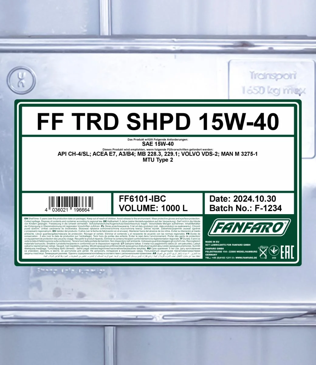 FANFARO - FF6101IBC - TRD SHPD 15W-40 1000L