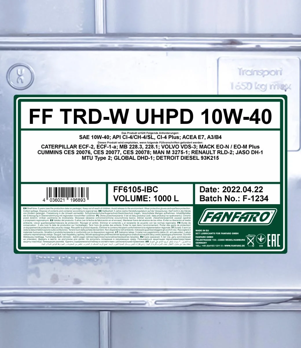 FANFARO - FF6105IBC - TRD-W UHPD 10W-40 1000L