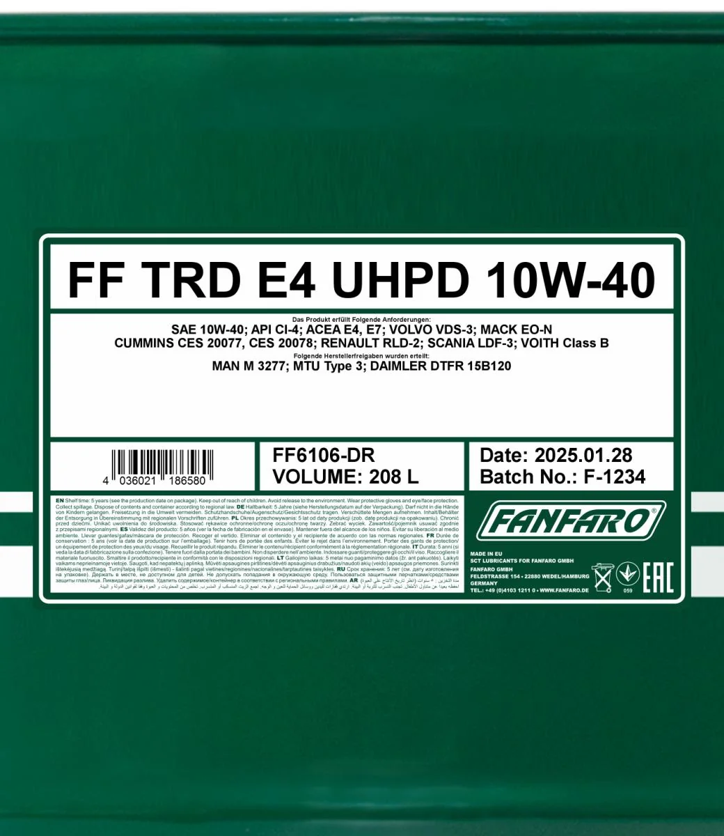 FANFARO - FF6106DR - TRD E4 UHPD 10W-40 208L
