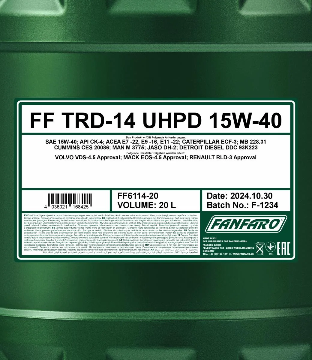 FANFARO - FF611420 - TRD-14 UHPD 15W-40 20L