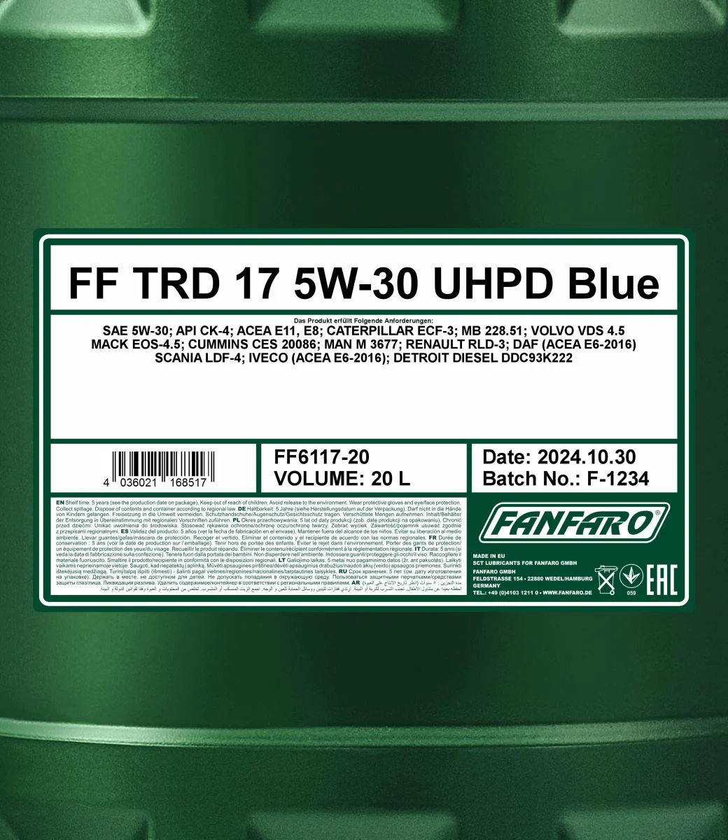 FANFARO - FF611720 - TRD-17 UHPD 5W-30 Blau 20L