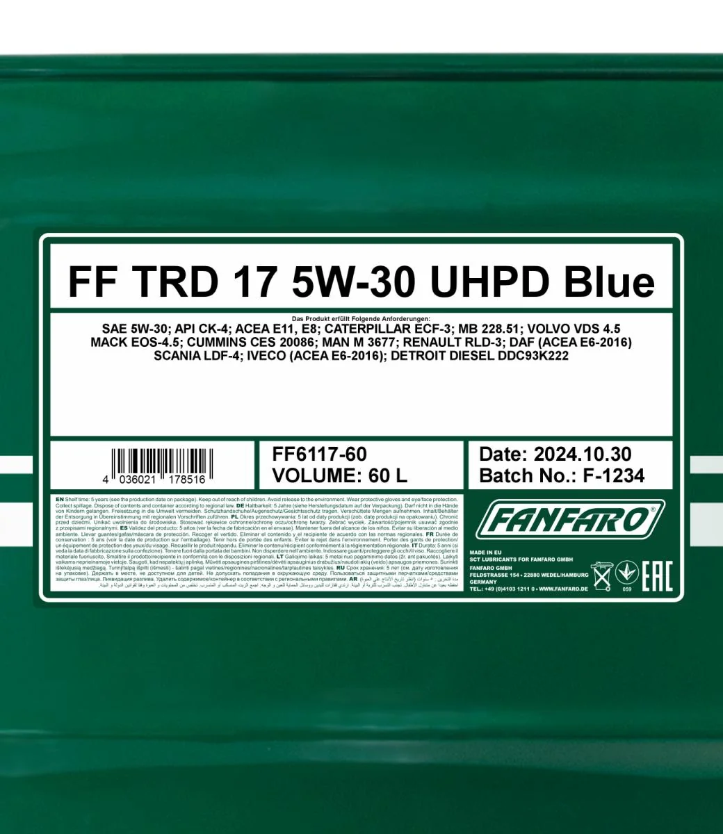 FANFARO - FF611760 - TRD-17 UHPD 5W-30 Blau 60L
