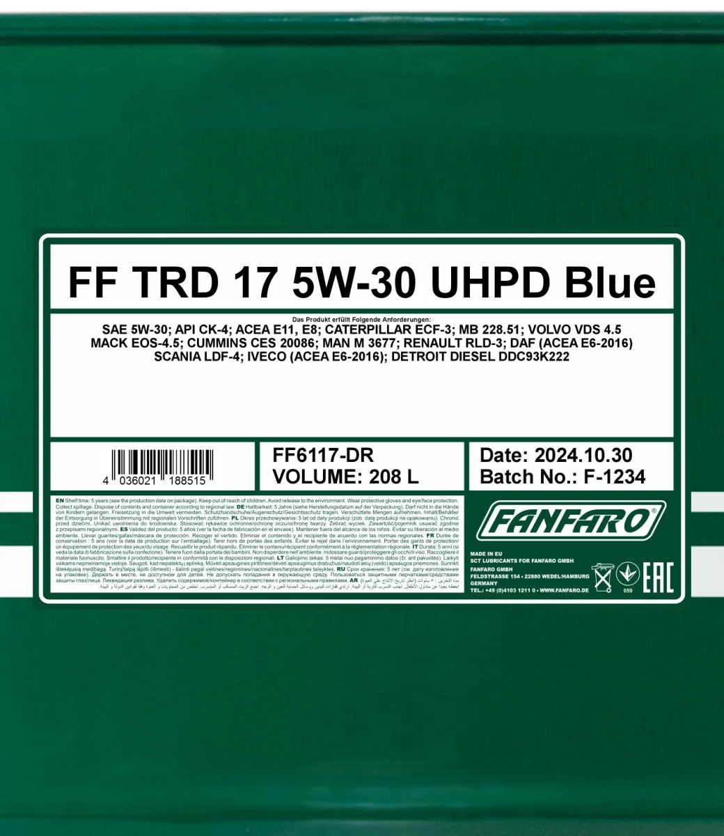 FANFARO - FF6117DR - TRD-17 UHPD 5W-30 Blau 208L