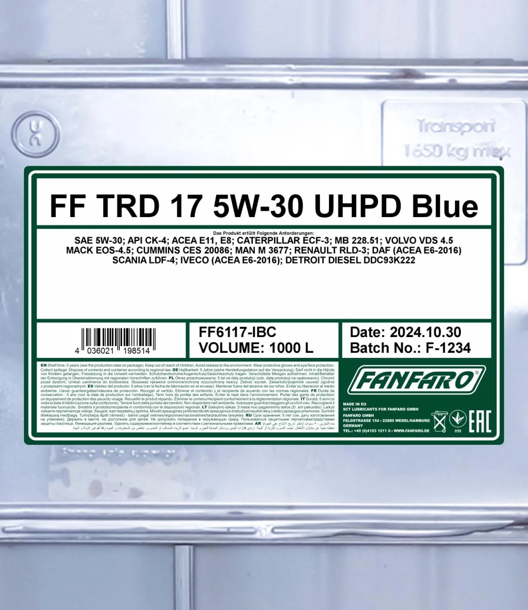 FANFARO - FF6117IBC - TRD-17 UHPD 5W-30 Blau 1000L