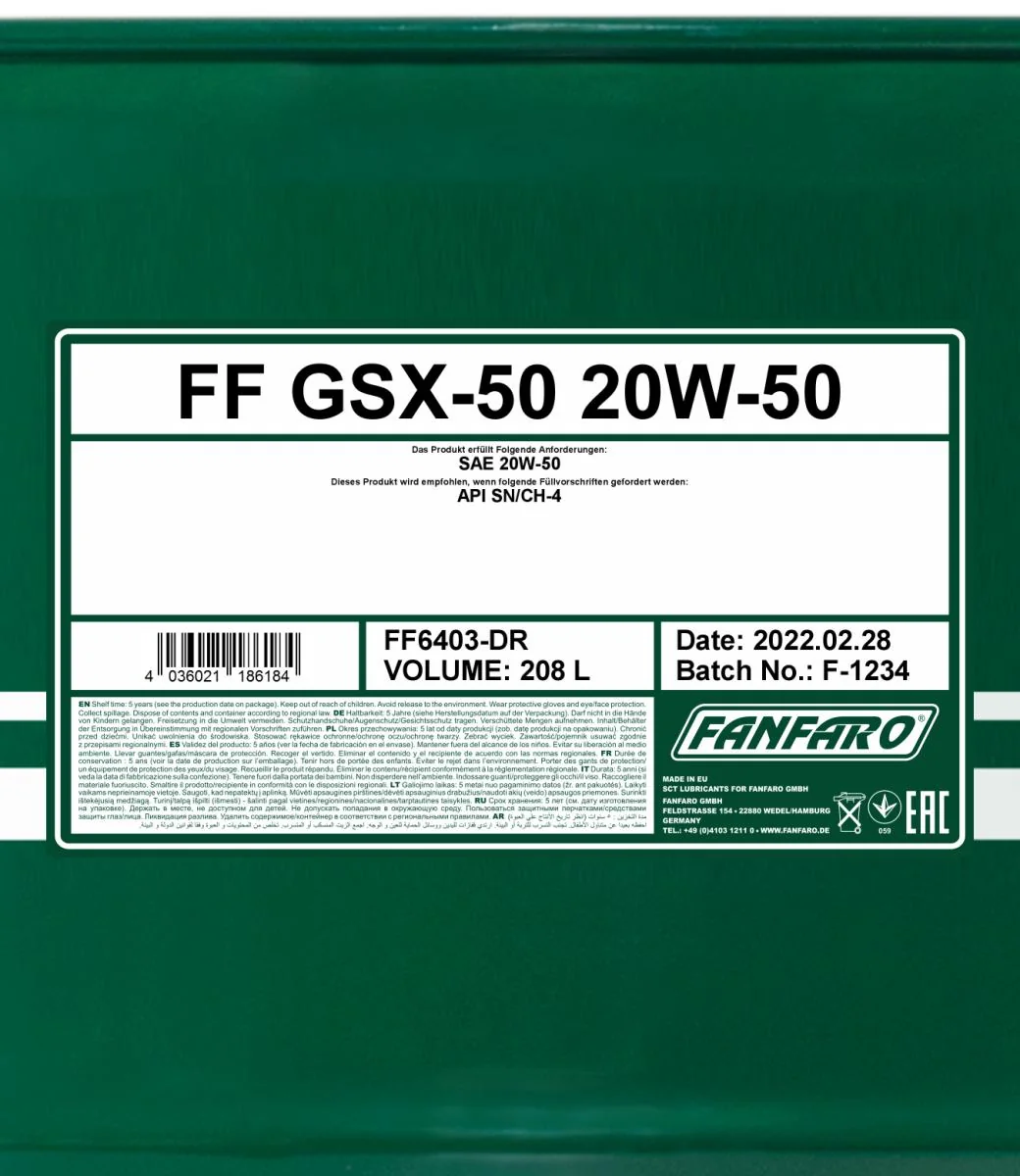 FANFARO - FF6403DR - GSX 50 20W-50 208L