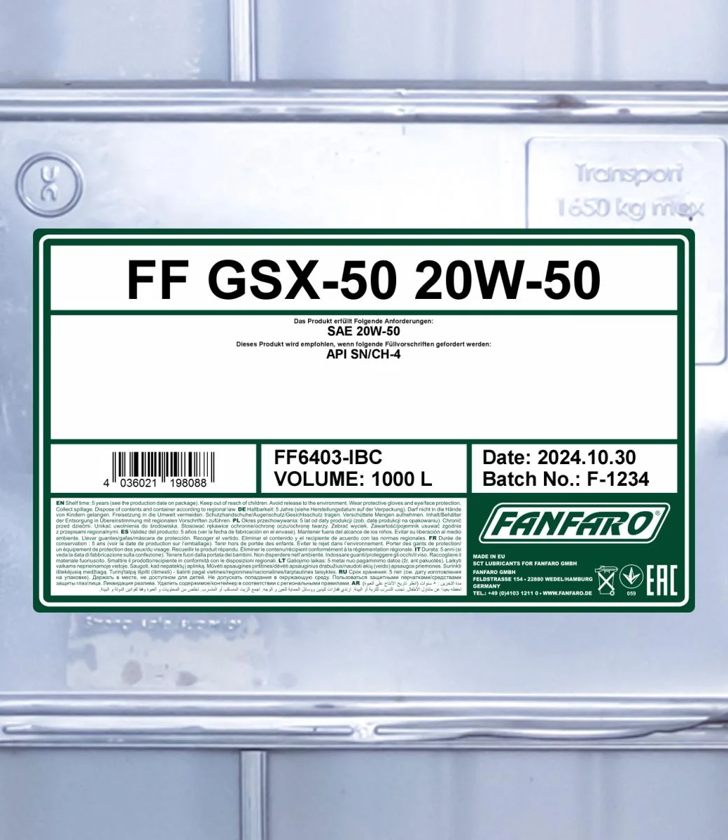 FANFARO - FF6403IBC - GSX 50 20W-50 1000L