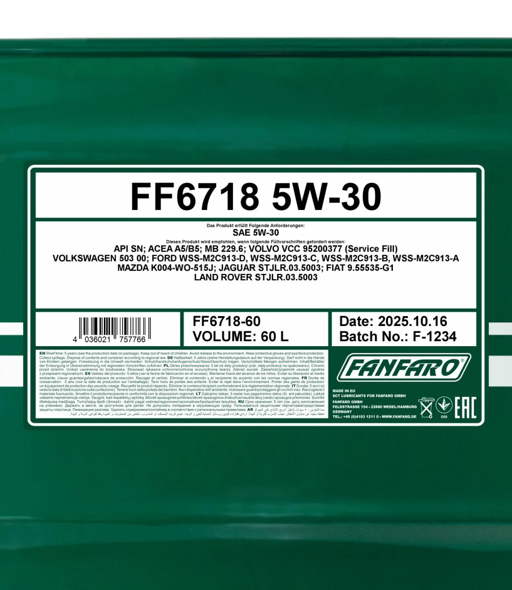 FANFARO - FF671860 - Für Mazda 5W-30 60L