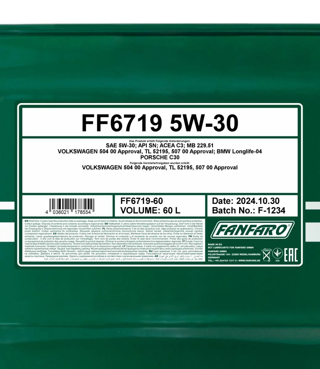 FANFARO - FF671960 - SAE 5W-30 60L