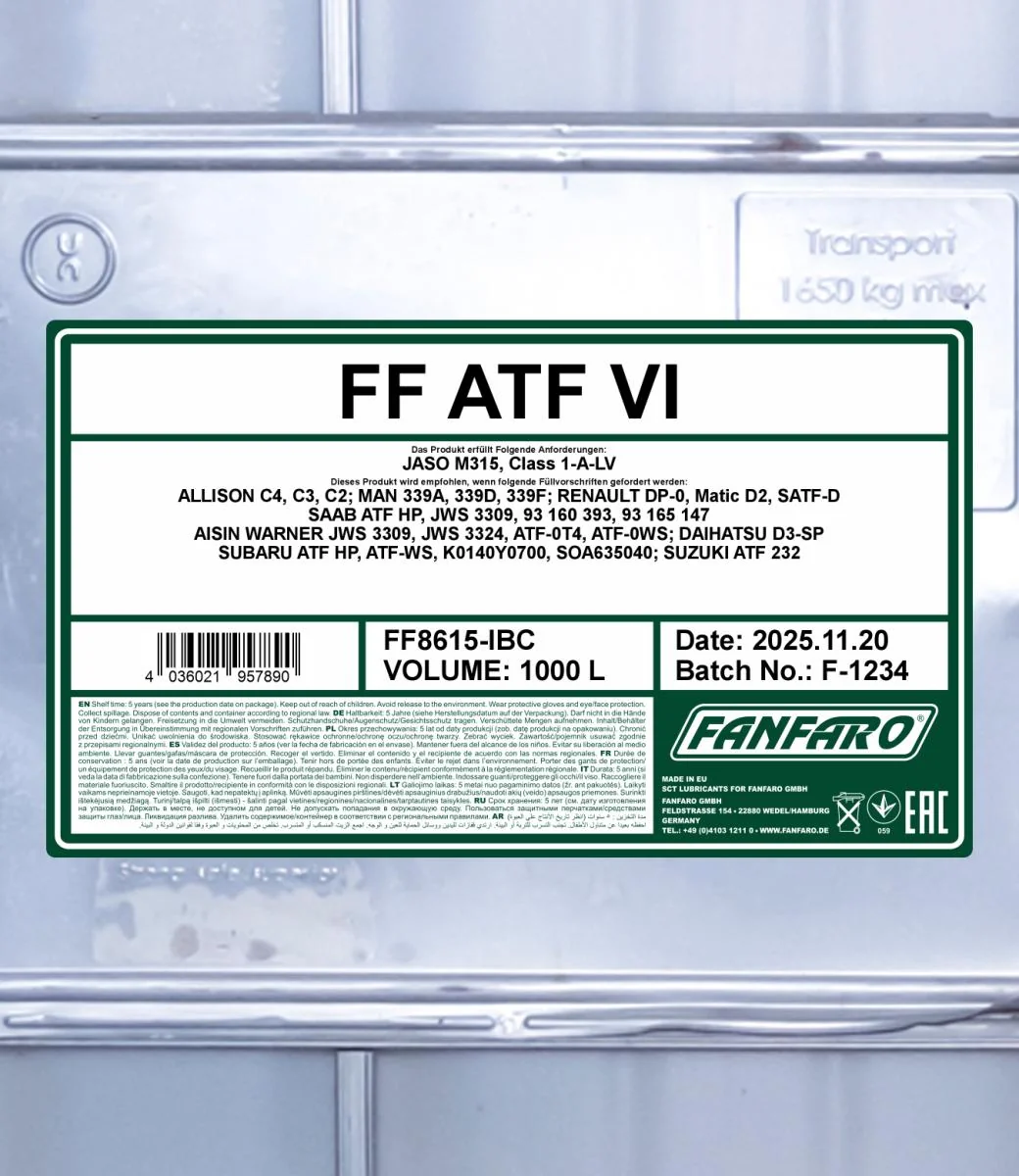 FANFARO - FF8615IBC - ATF VI 1000L