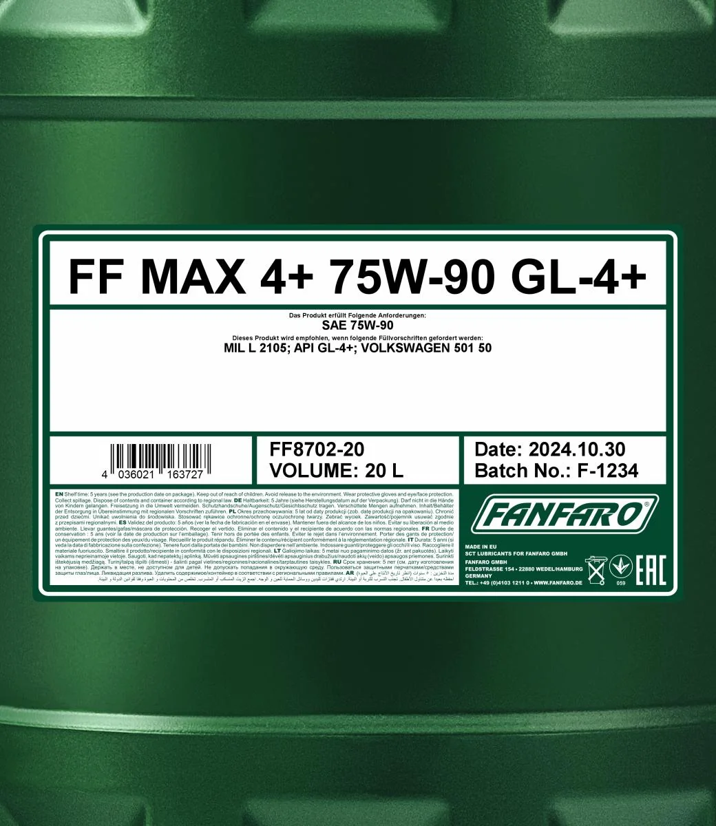 FANFARO - FF870220 - MAX 4+ 75W-90 GL-4+ 20L