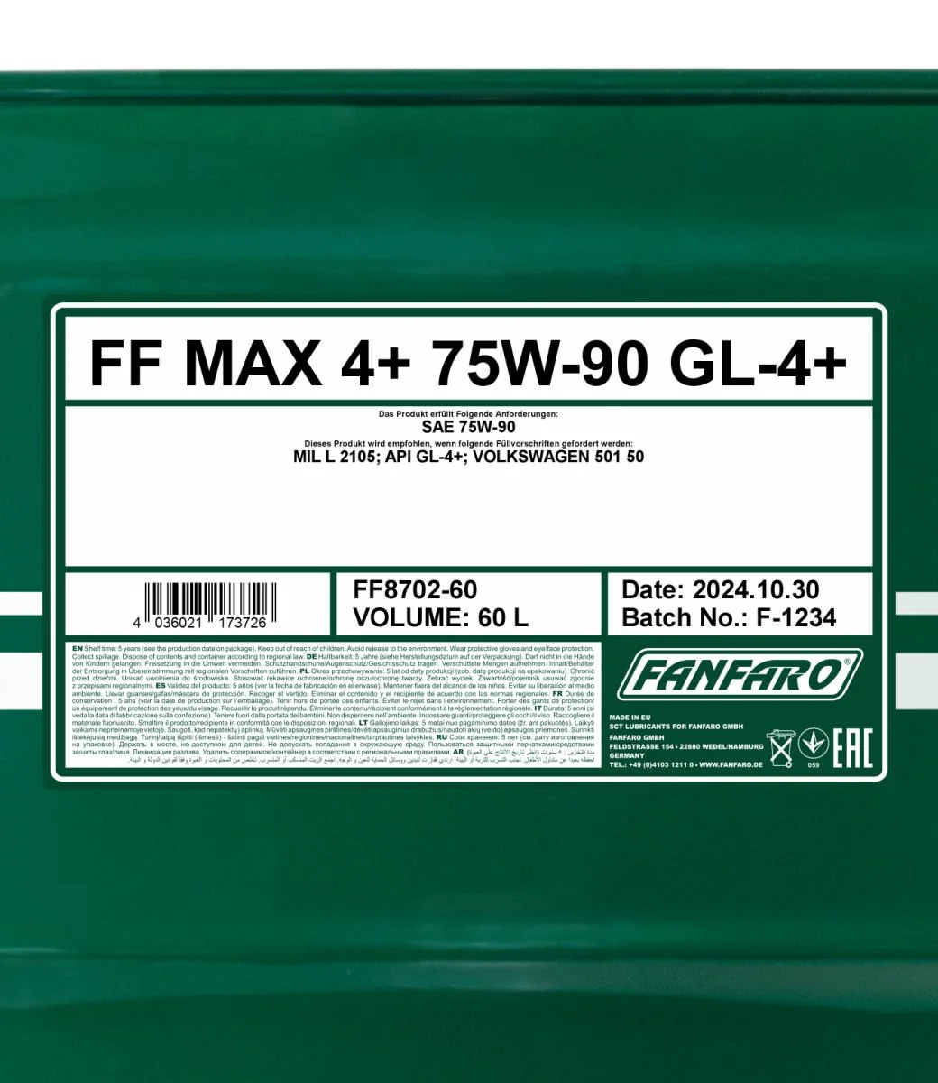 FANFARO - FF870260 - MAX 4+ 75W-90 GL-4+ 60L