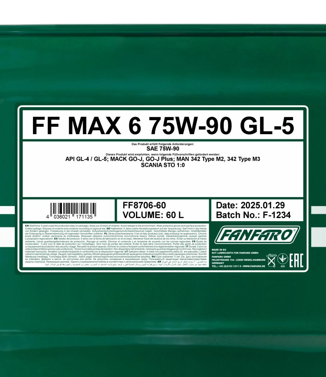 FANFARO - FF870660 - MAX 6 75W-90 GL-5 60L