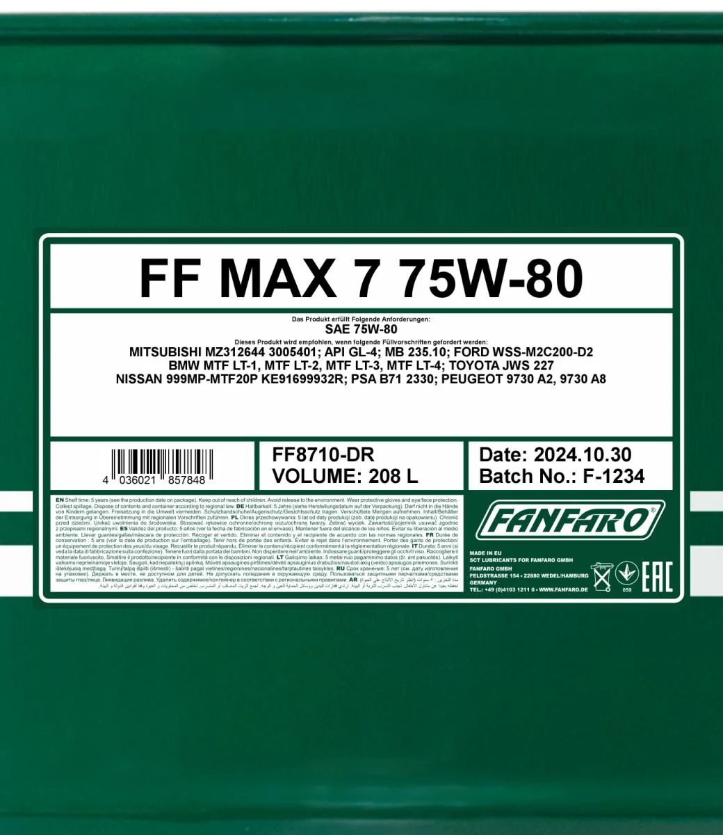 FANFARO - FF8710DR - MAX 7 SAE 75W-80 208L