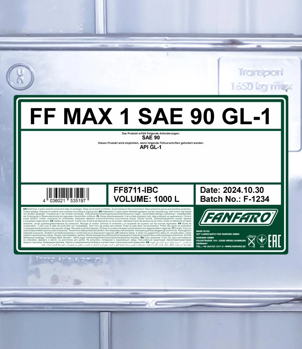 FANFARO - FF8711IBC - MAX 1 SAE 90 GL-1 1000L