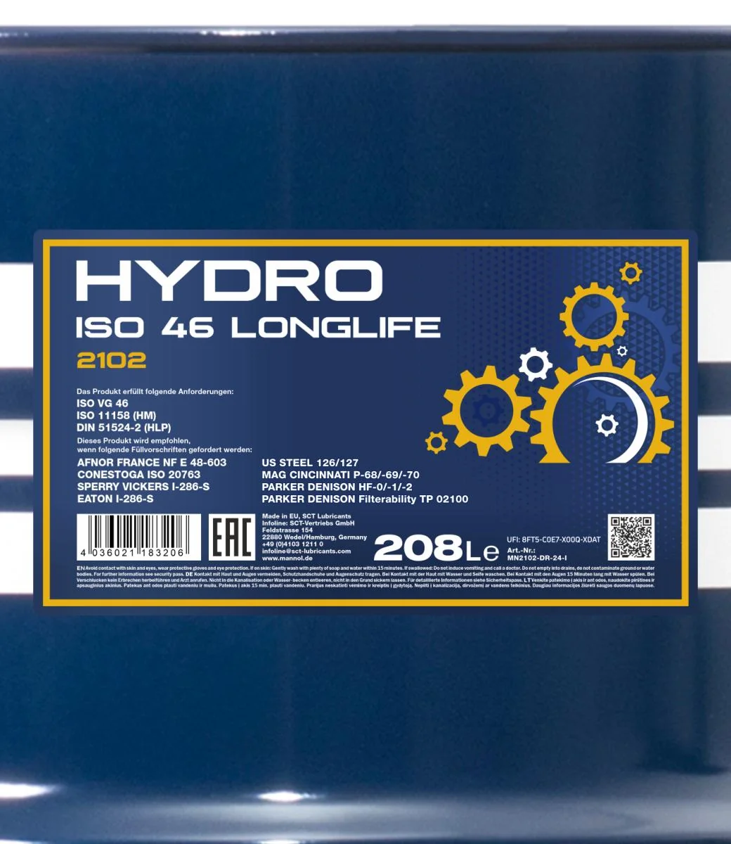 MANNOL® - MN2102DR - Hydro ISO 46 LONGLIFE 208L