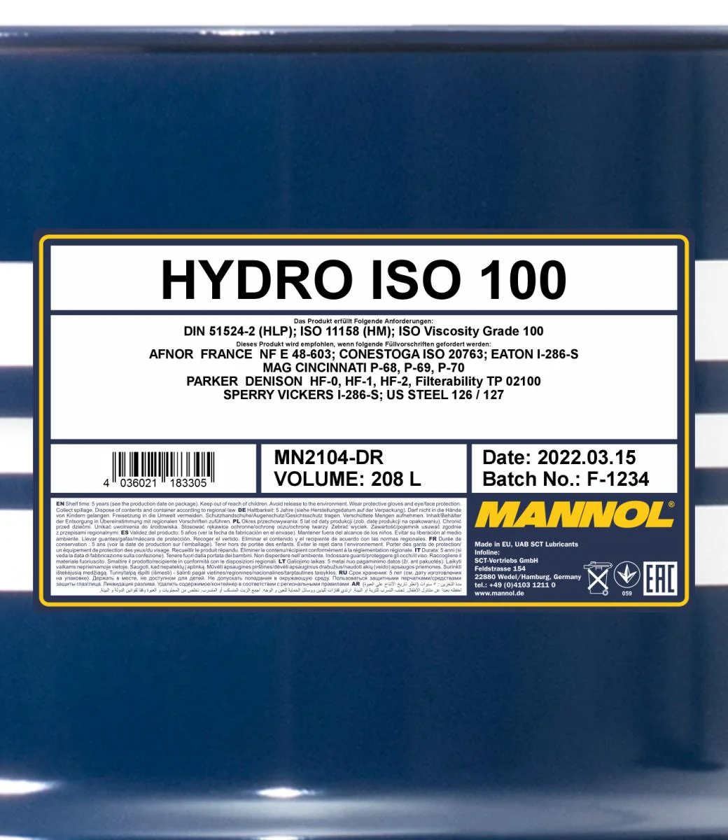 MANNOL® - MN2104DR - Hydro ISO 100 208L