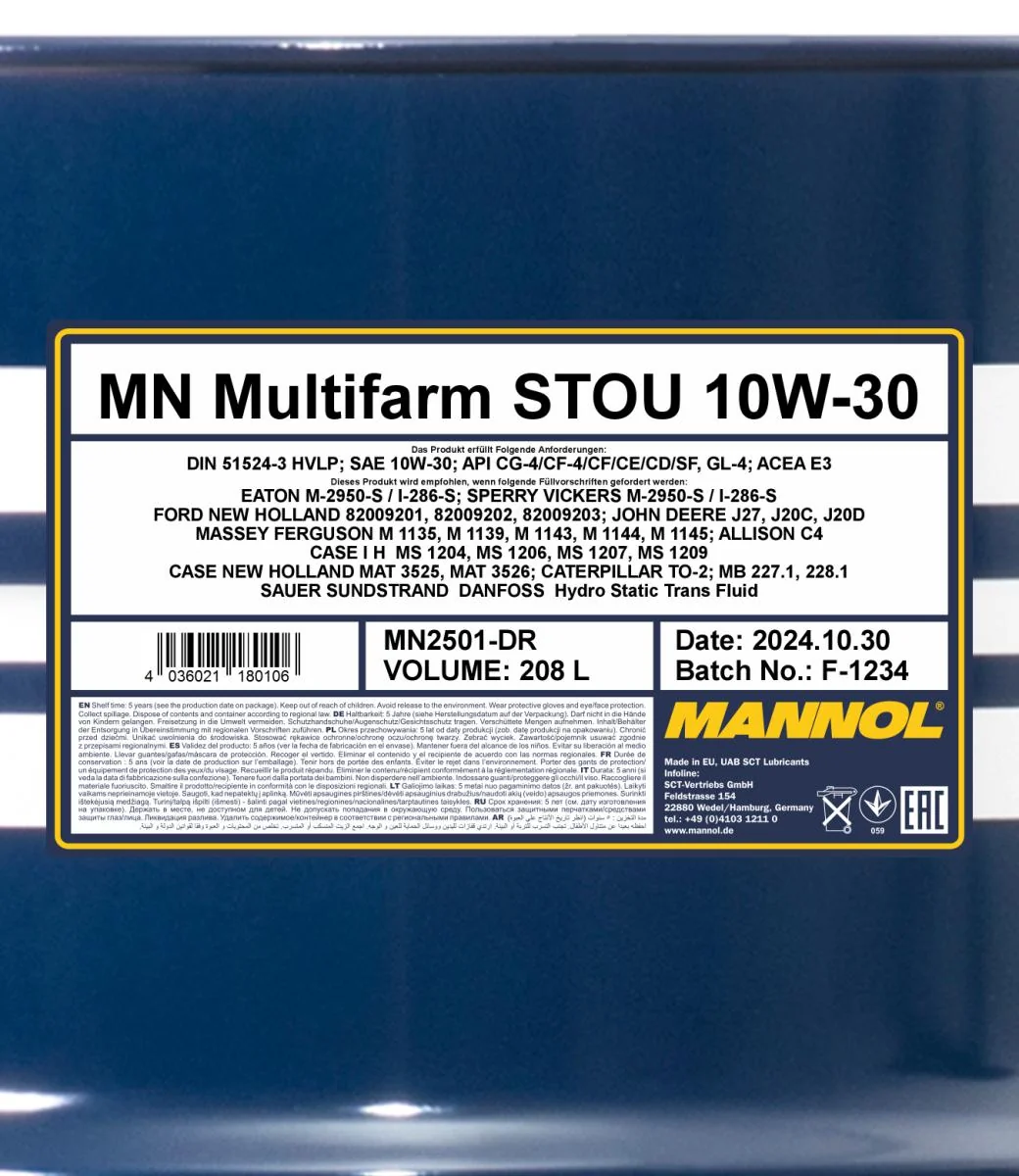 MANNOL® - MN2501DR - Multifarm STOU 10W-30 208L