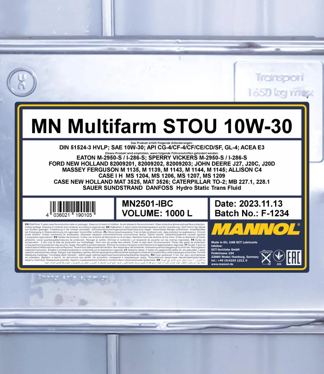 MANNOL® - MN2501IBC - Multifarm STOU 10W-30 1000L
