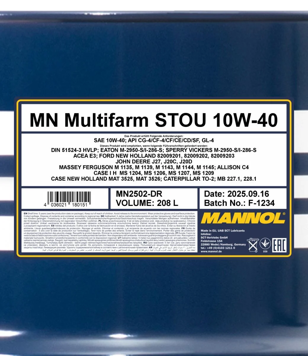 MANNOL® - MN2502DR - Multifarm STOU 10W-40 208L