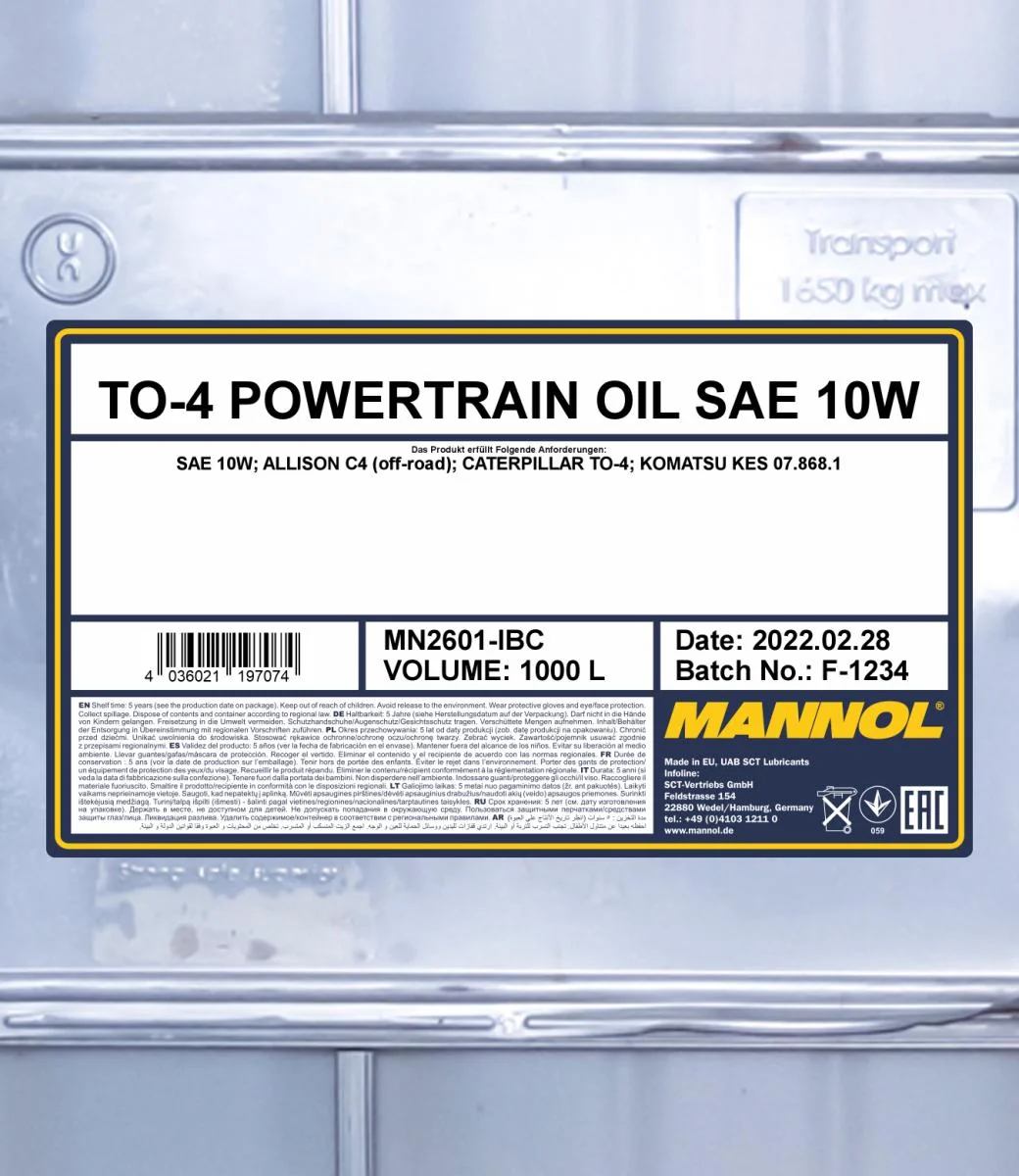 MANNOL® - MN2601IBC - TO-4 Antriebsstrangöl SAE 10W 1000L