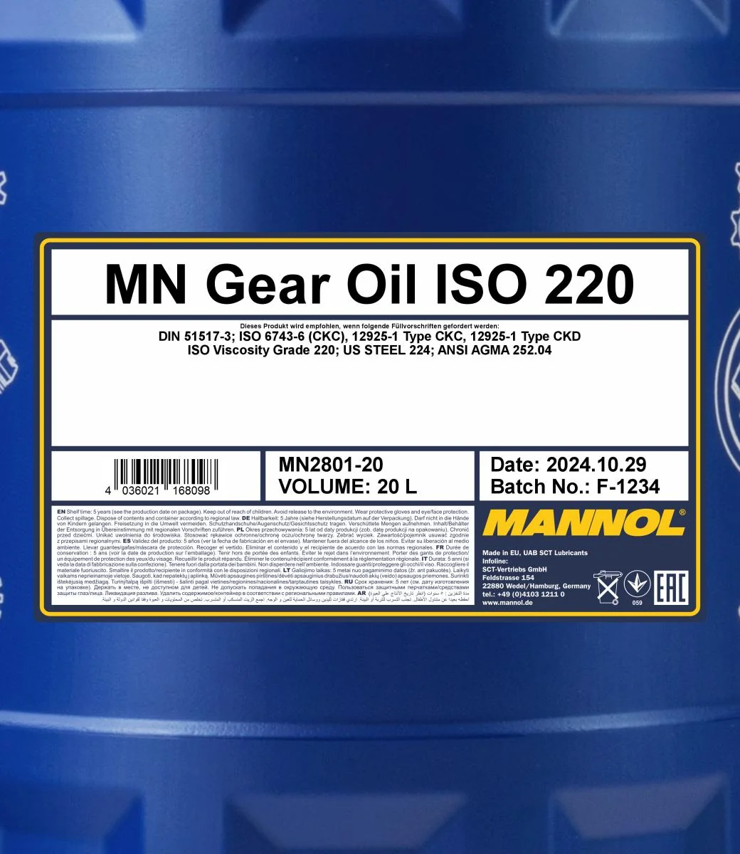 MANNOL® - MN280120 - Getriebeoel ISO 220 2801 20L