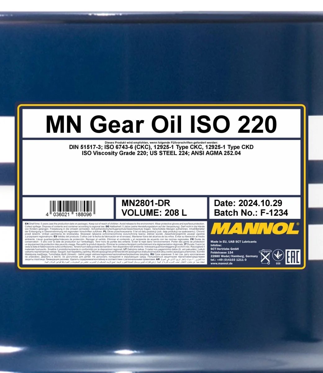 MANNOL® - MN2801DR - Getriebeoel ISO 220 2801 208L