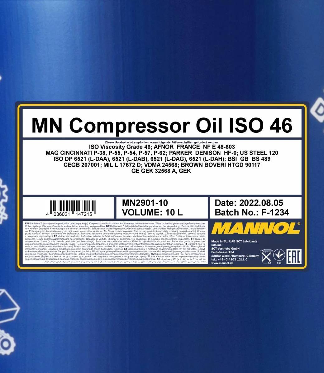 MANNOL® - MN290110 - Kompressoroel ISO 46 2901 10L