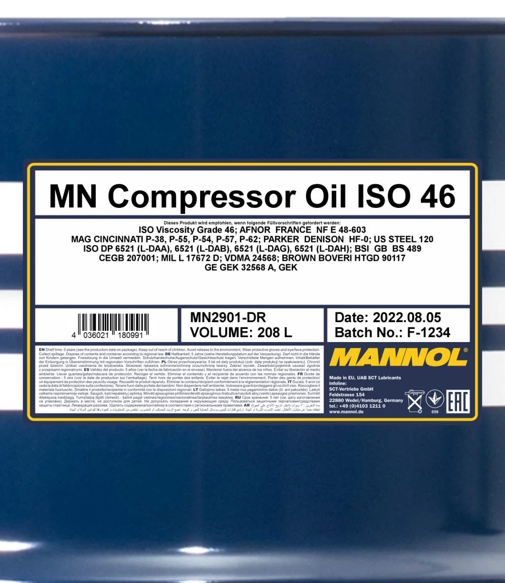 MANNOL® - MN2901DR - Kompressoroel ISO 46 2901 208L