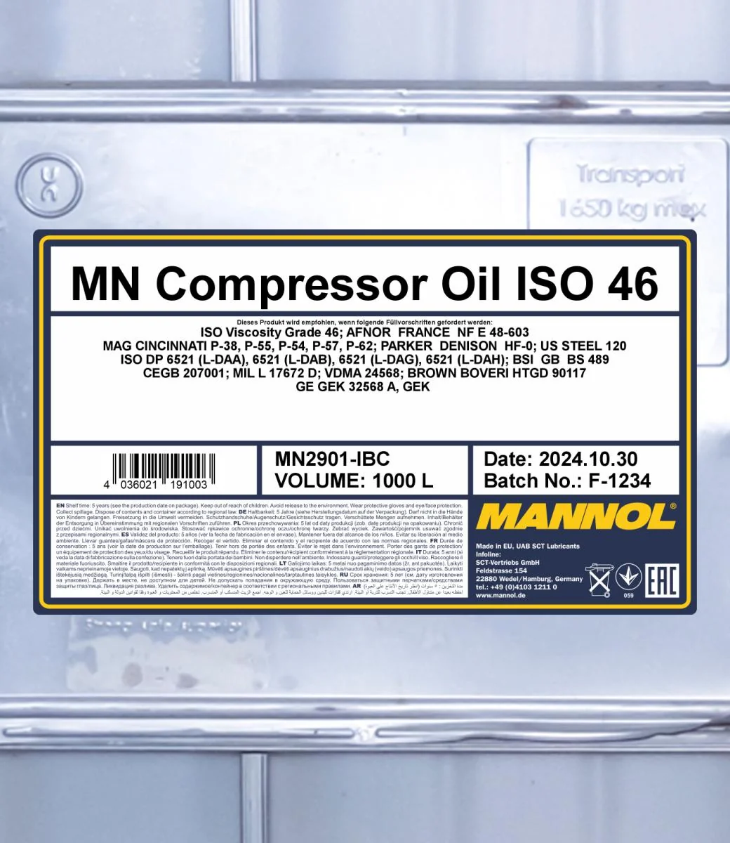MANNOL® - MN2901IBC - Kompressoroel ISO 46 2901 1000L