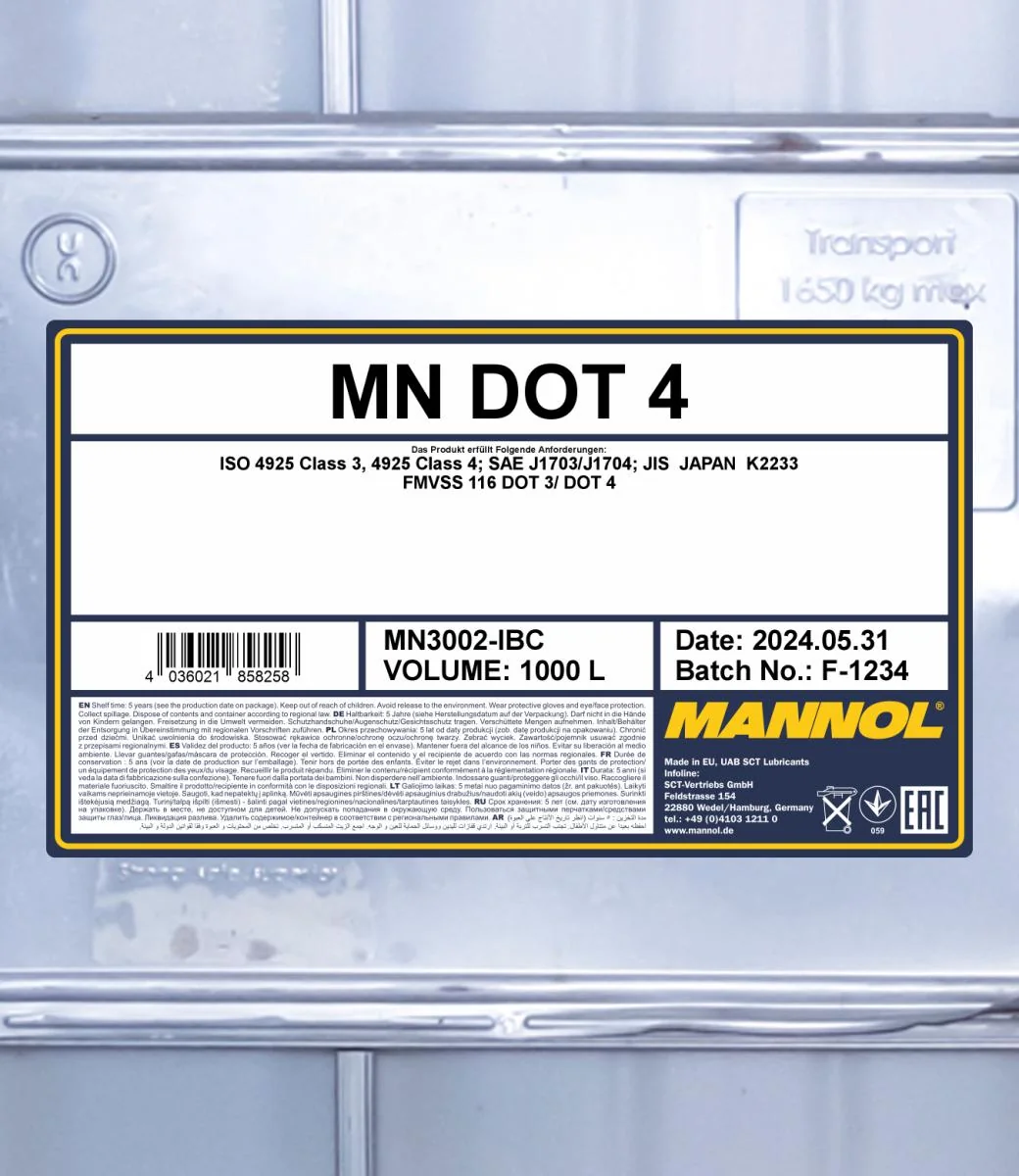 MANNOL® - MN3002IBC - Bremsfluessigkeit DOT-4 3002 1000L