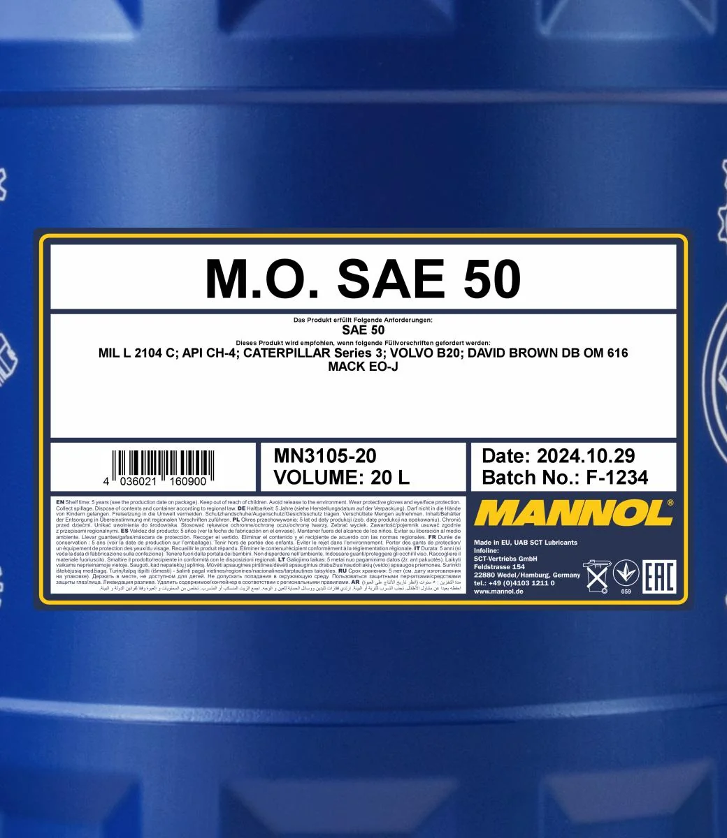MANNOL® - MN310520 - M.O. SAE 50 3105 20L