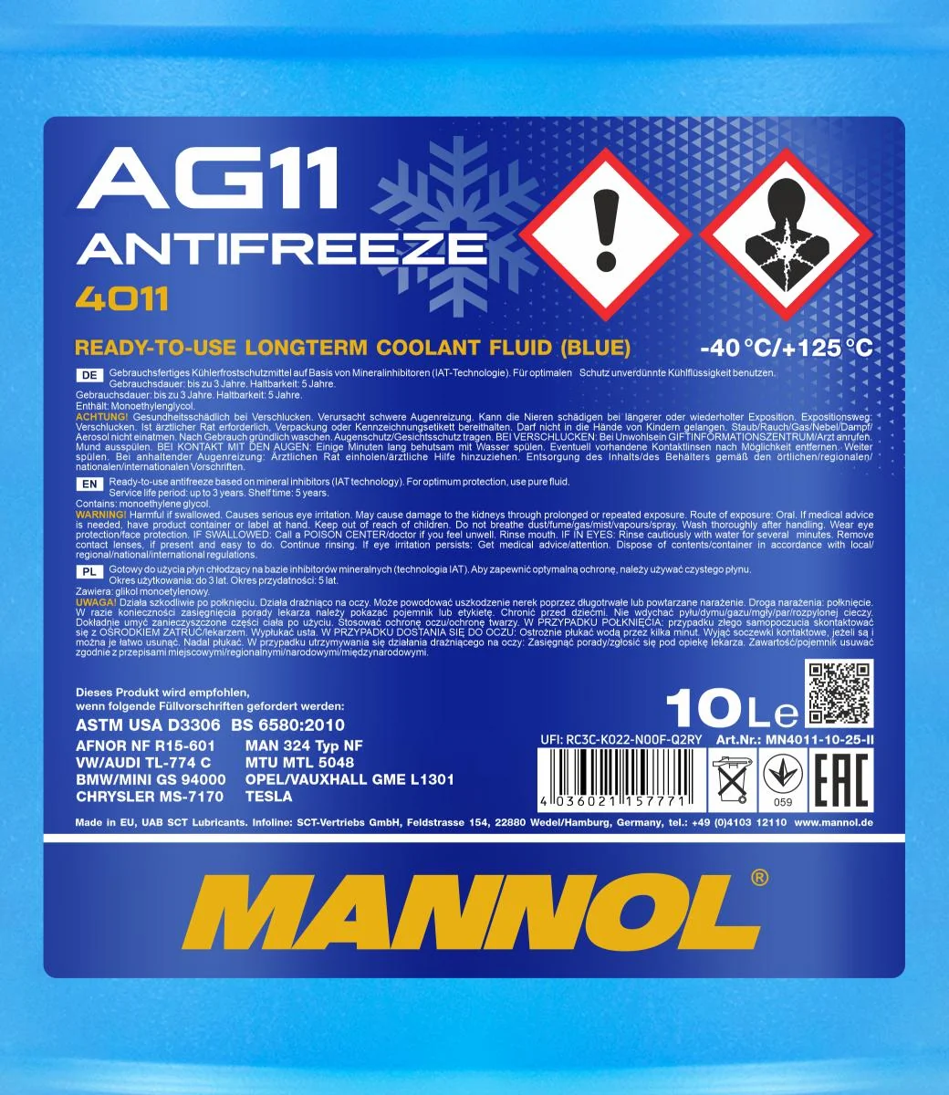 MANNOL® - MN401110 - Frostschutz AG11 (-40) Longterm 10L