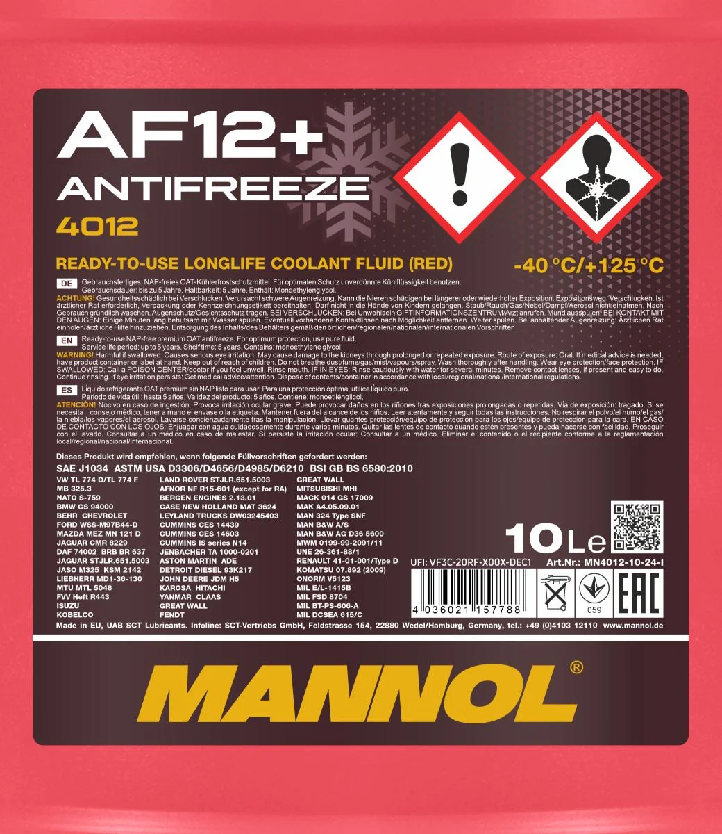 MANNOL® - MN401210 - Frostschutzmittel AF12+ (-40) Longlife 10L