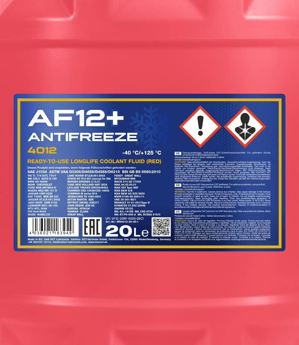 MANNOL® - MN401220 - Frostschutzmittel AF12+ (-40) Longlife 20L