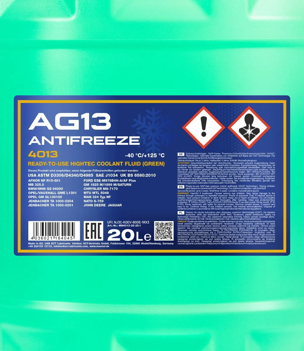 MANNOL® - MN401320 - Frostschutzmittel AG13 (-40) Hightec 20L