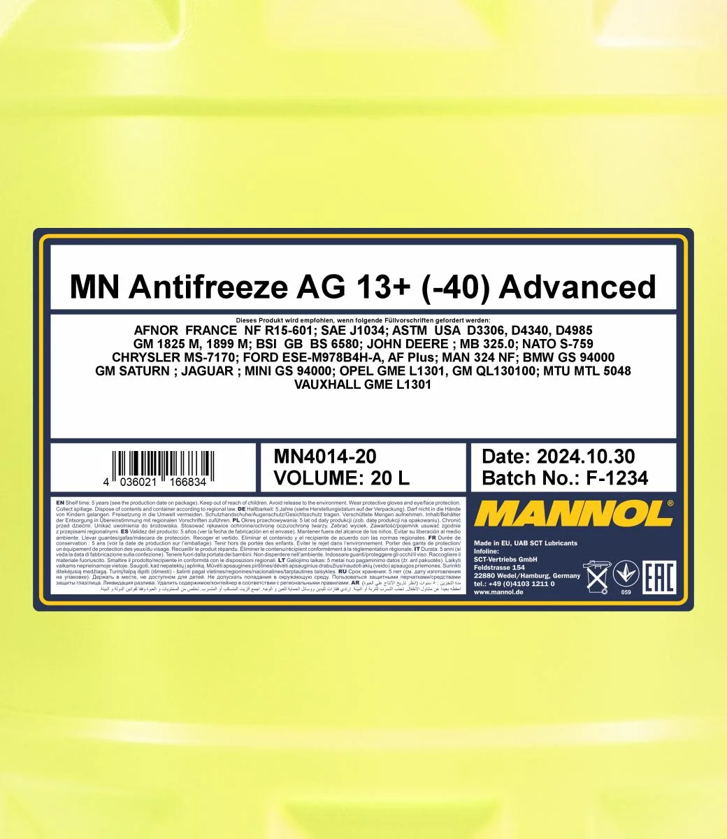 MANNOL® - MN401420 - Kuehlerschutz AG13+ (-40) Advanced 20L