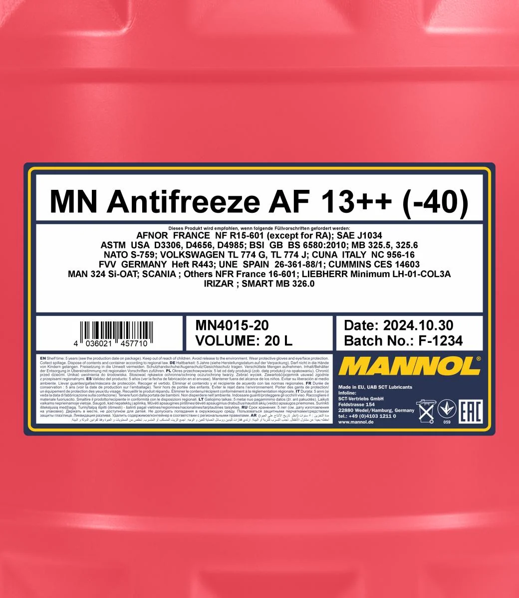 MANNOL® - MN401520 - Frostschutzmittel AF13++ (-40) 20L