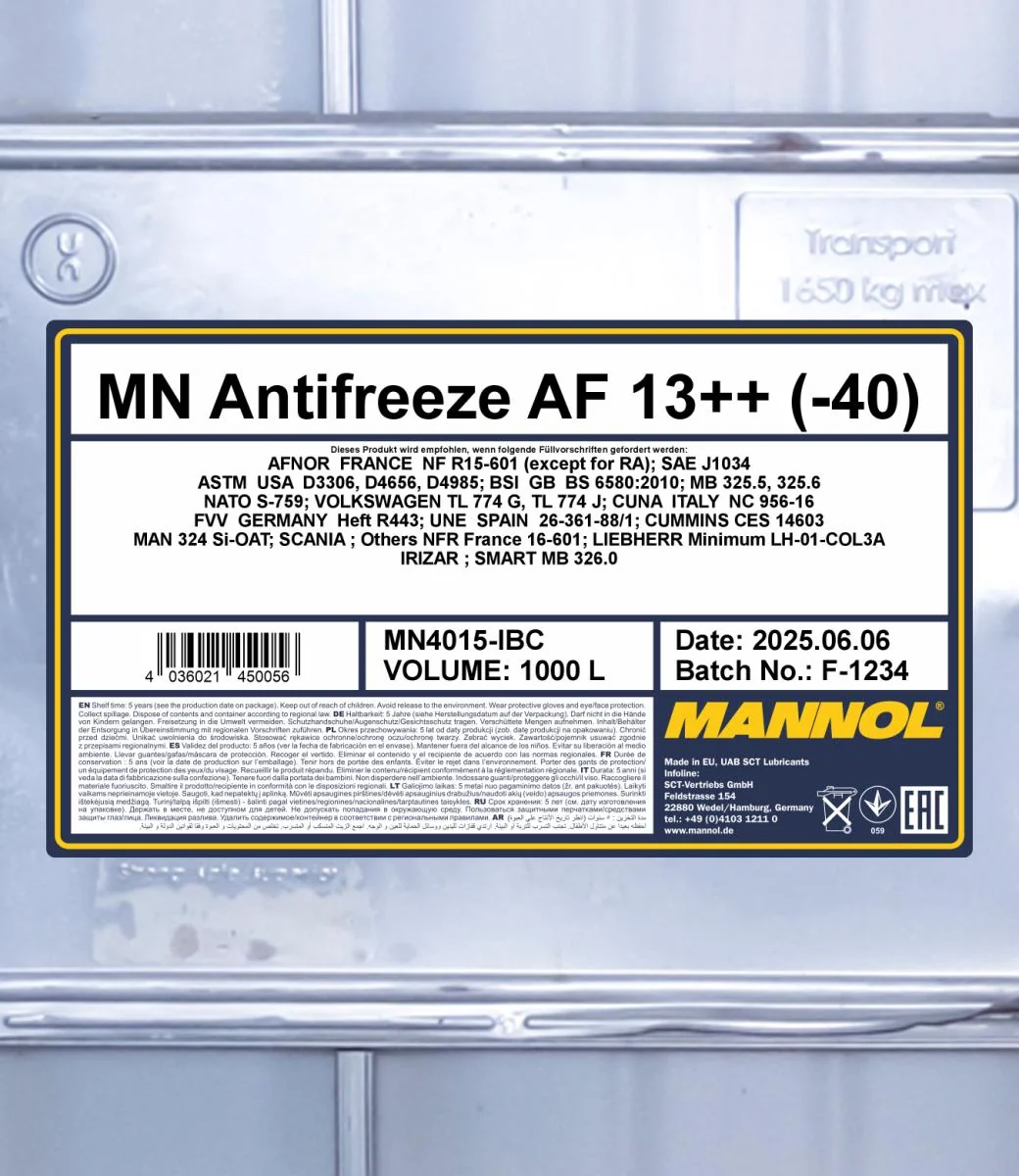 MANNOL® - MN4015IBC - Frostschutzmittel AF13++ (-40) 1000L