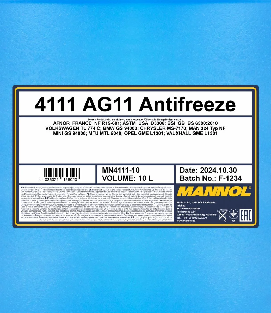 MANNOL® - MN411110 - Frostschutzmittel AG11 Longterm 10L