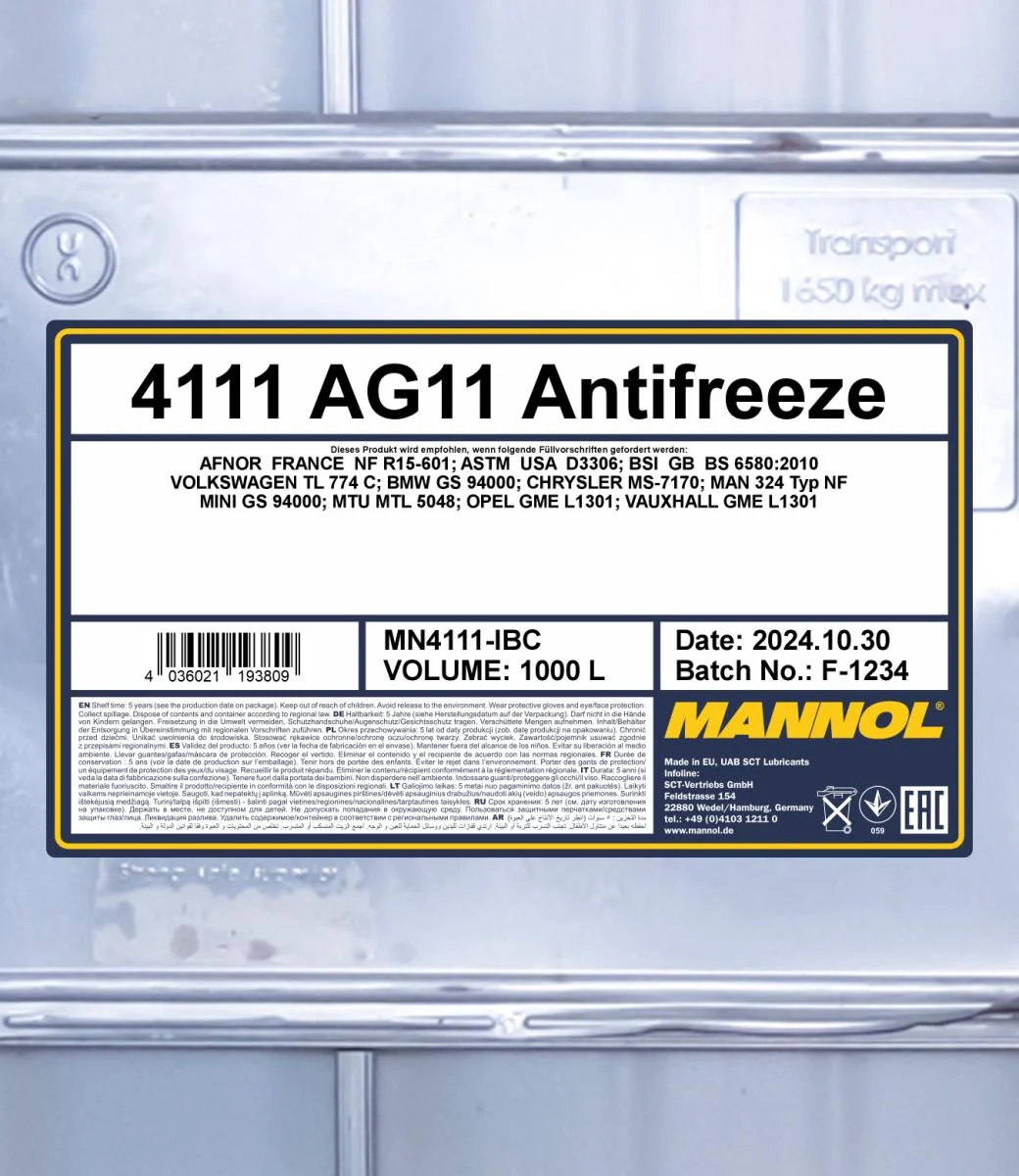 MANNOL® - MN4111IBC - Frostschutz AG11 Longterm 1000L