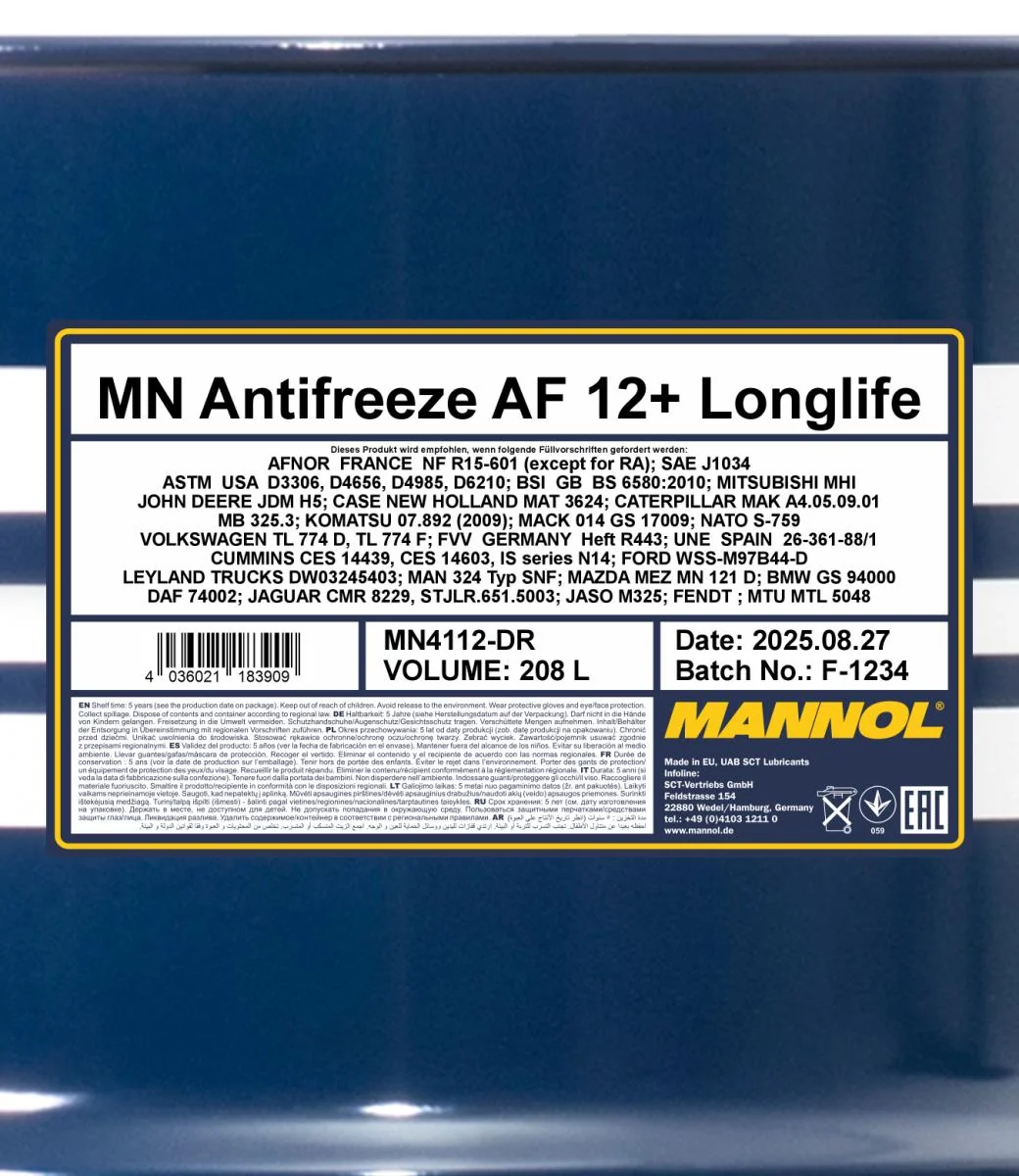 MANNOL® - MN4112DR - Frostschutz AF12+ Longlife 208L